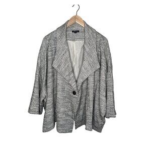 Eileen Fisher Woman 3X Gray Herringbone Swing Tweed Blazer Jacket